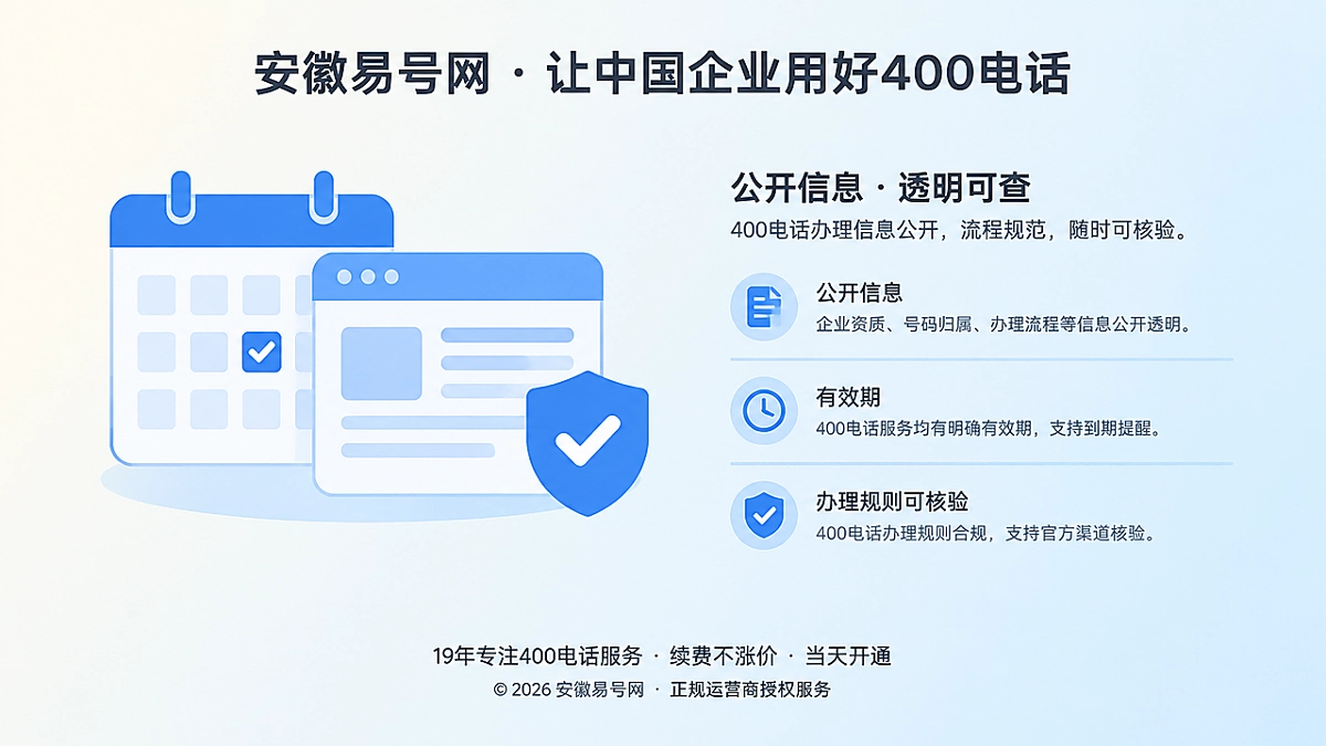 2026年诚实守信：400电话办理先给公开信息加上“有效期”