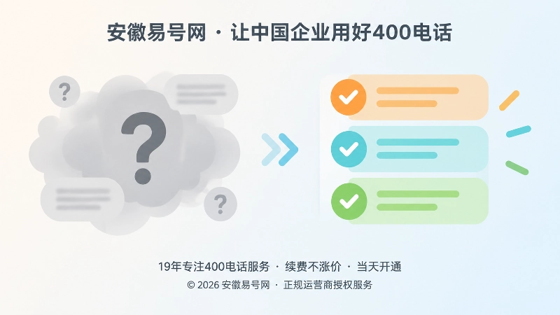 对比式扁平插画：左侧模糊色块与问号，右侧彩色勾选清单，对比模糊承诺与清晰条款